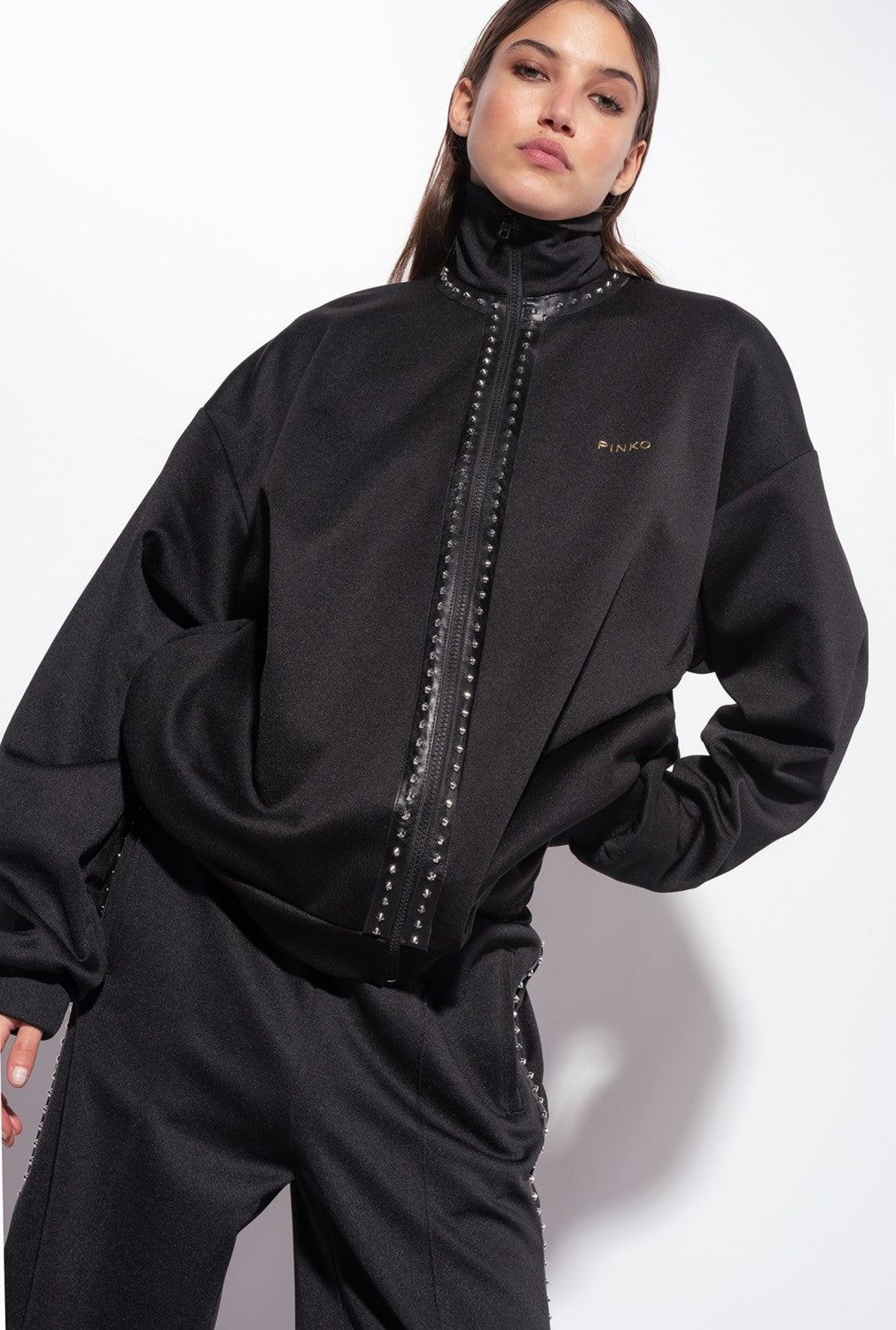 Pinko Women Zonzoli Zippato Sweatshirts Black