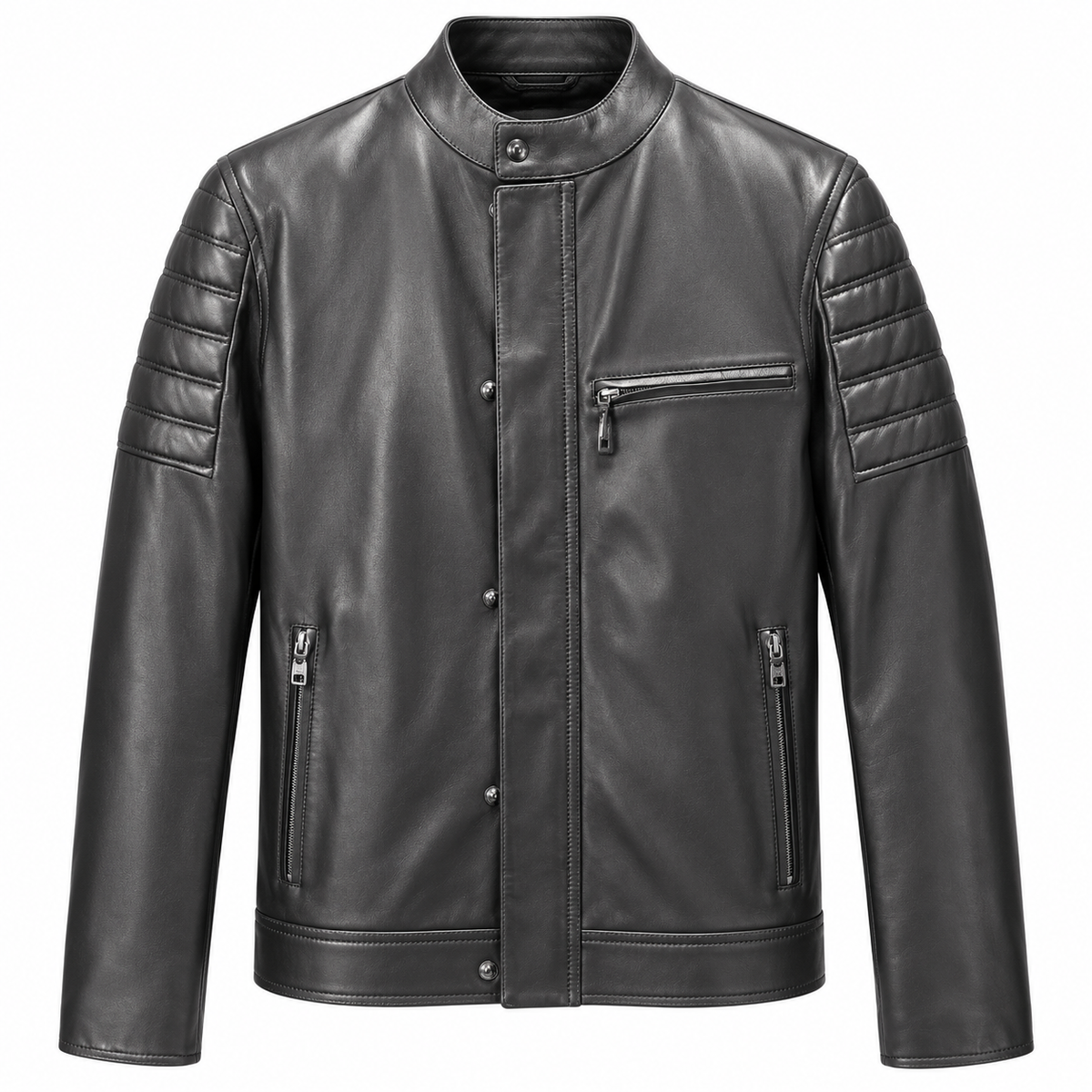 Dolce & Gabbana Men Jacket Leather Bottoni Black