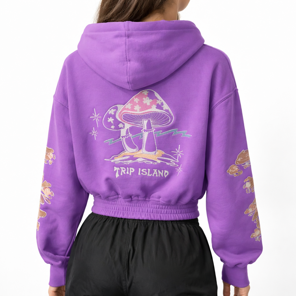 Comme Des Fuckdown Women Sweatshirt Short Hooded Purple