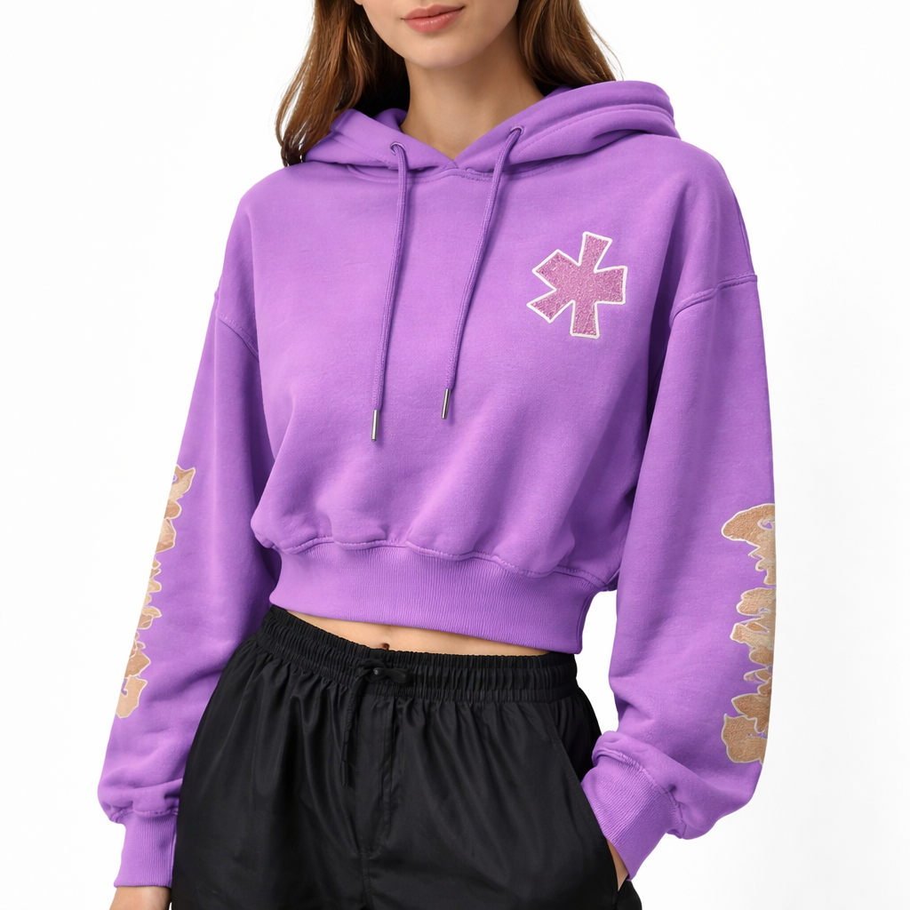 Comme Des Fuckdown Women Sweatshirt Short Hooded Purple