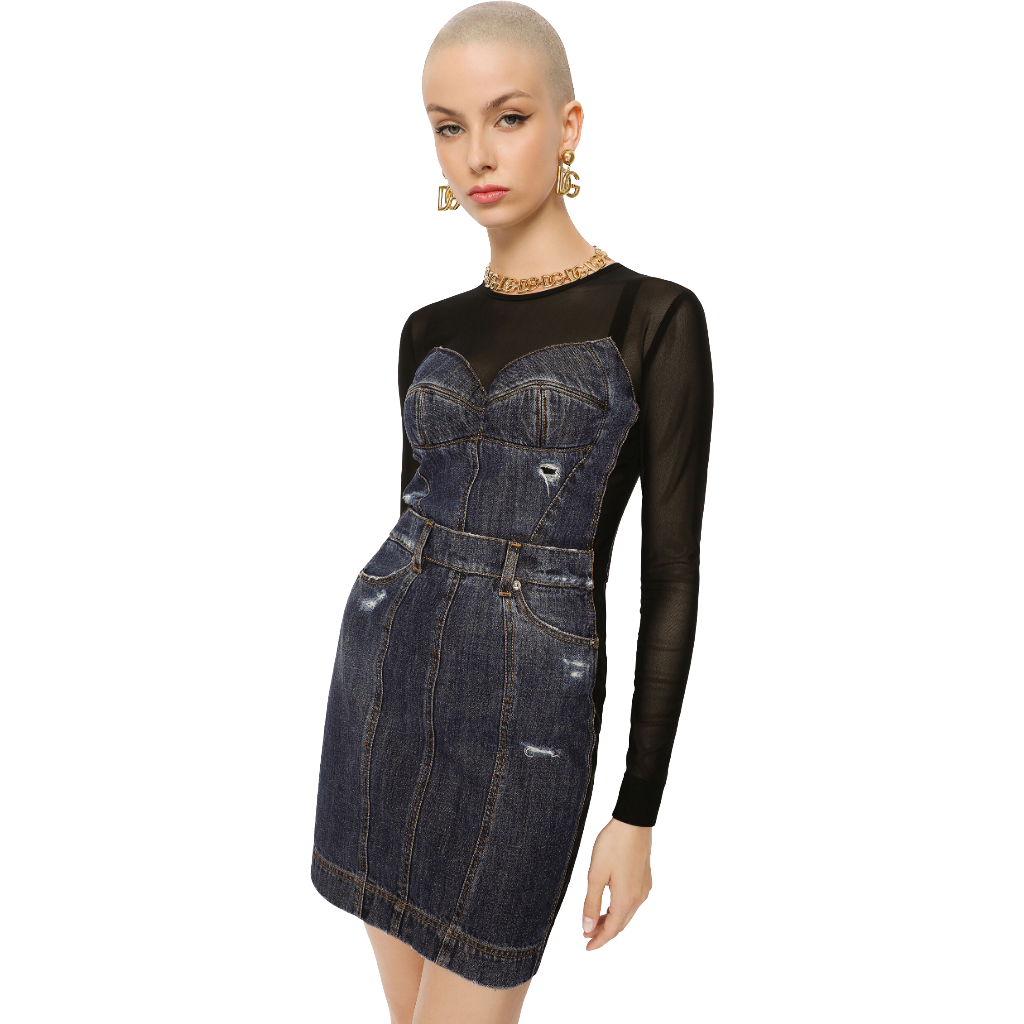 Dolce & Gabbana Women Dress Short Denim Multicolor