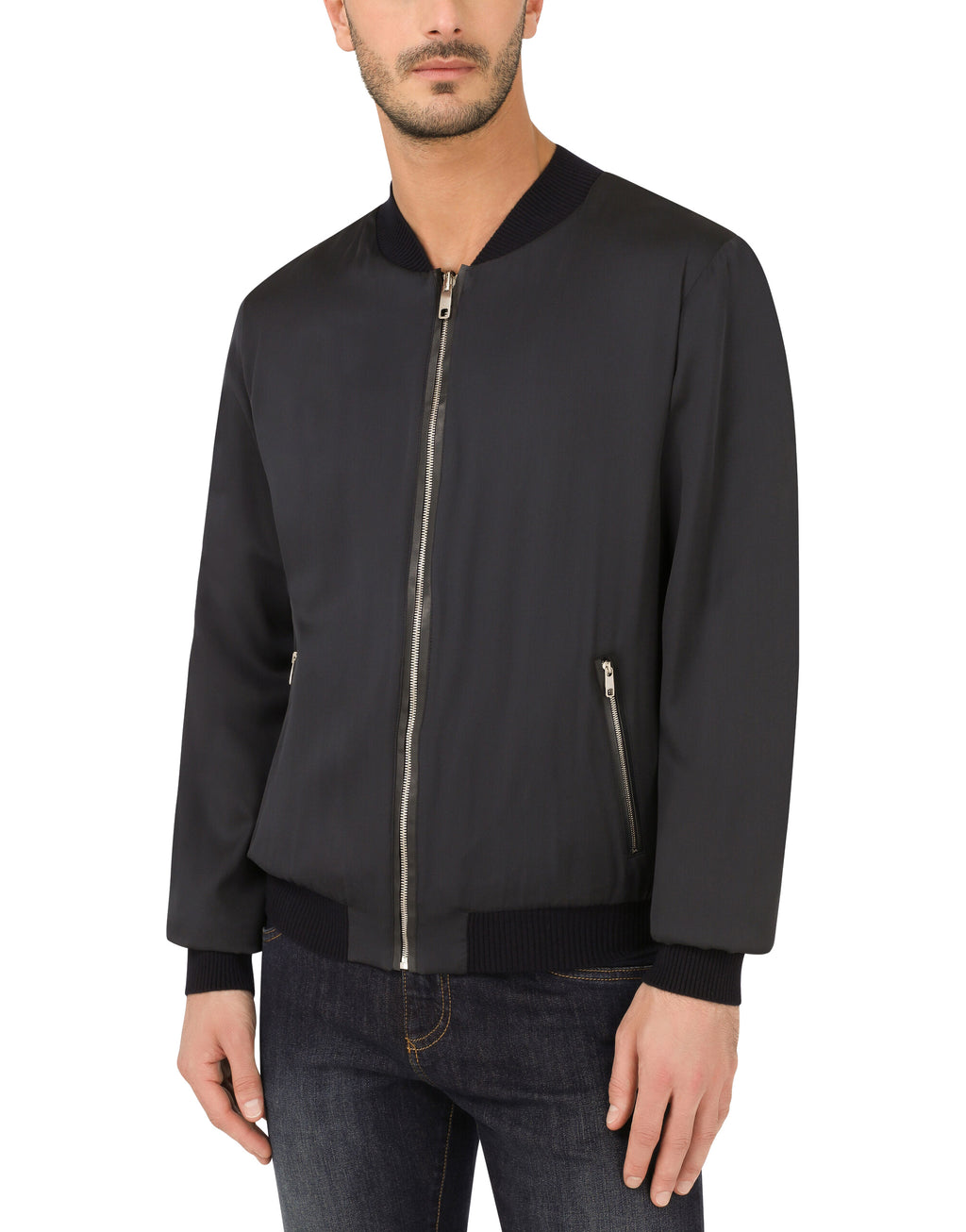 Dolce & Gabbana Men Jacket Reversible Silk Cashmere Black