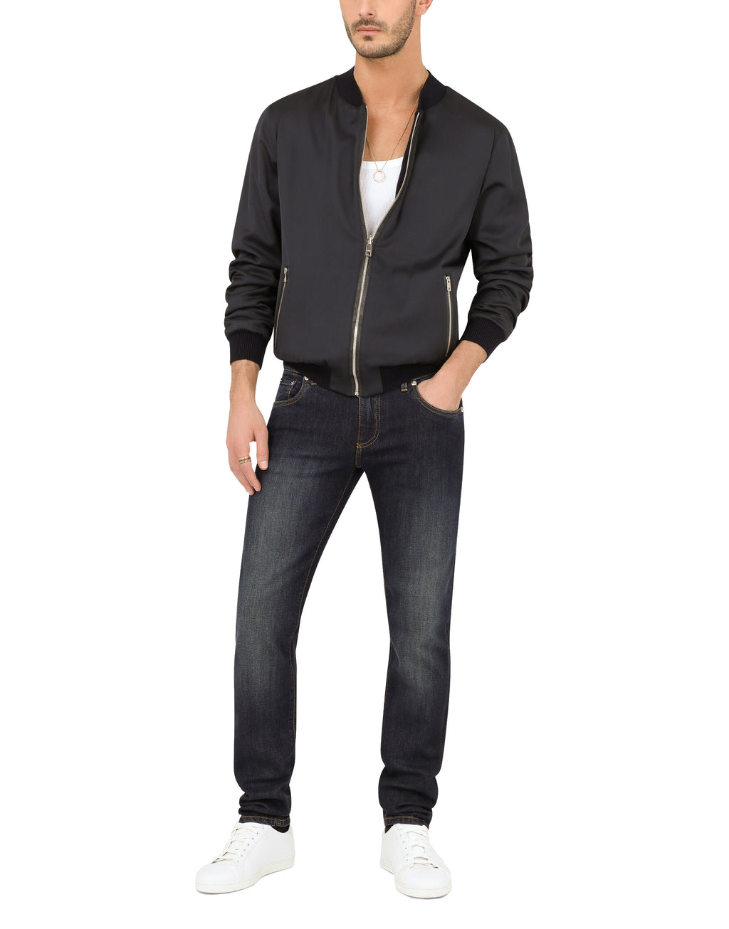 Dolce & Gabbana Men Jacket Reversible Silk Cashmere Black