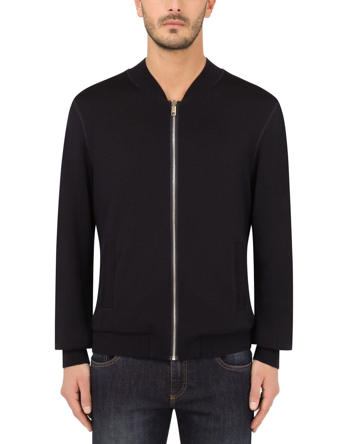 Dolce & Gabbana Men Jacket Reversible Silk Cashmere Black