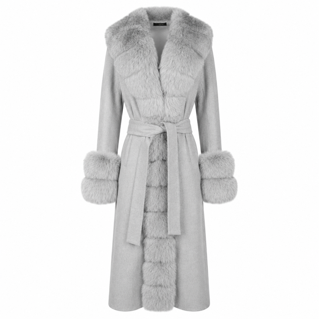 Loro Piana Fabric Women Coat Pelliccia Grey