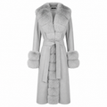 Loro Piana Fabric Women Coat Pelliccia Grey