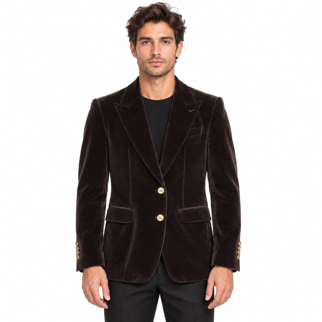 Dolce & Gabbana Men Jacket Velvet Brown