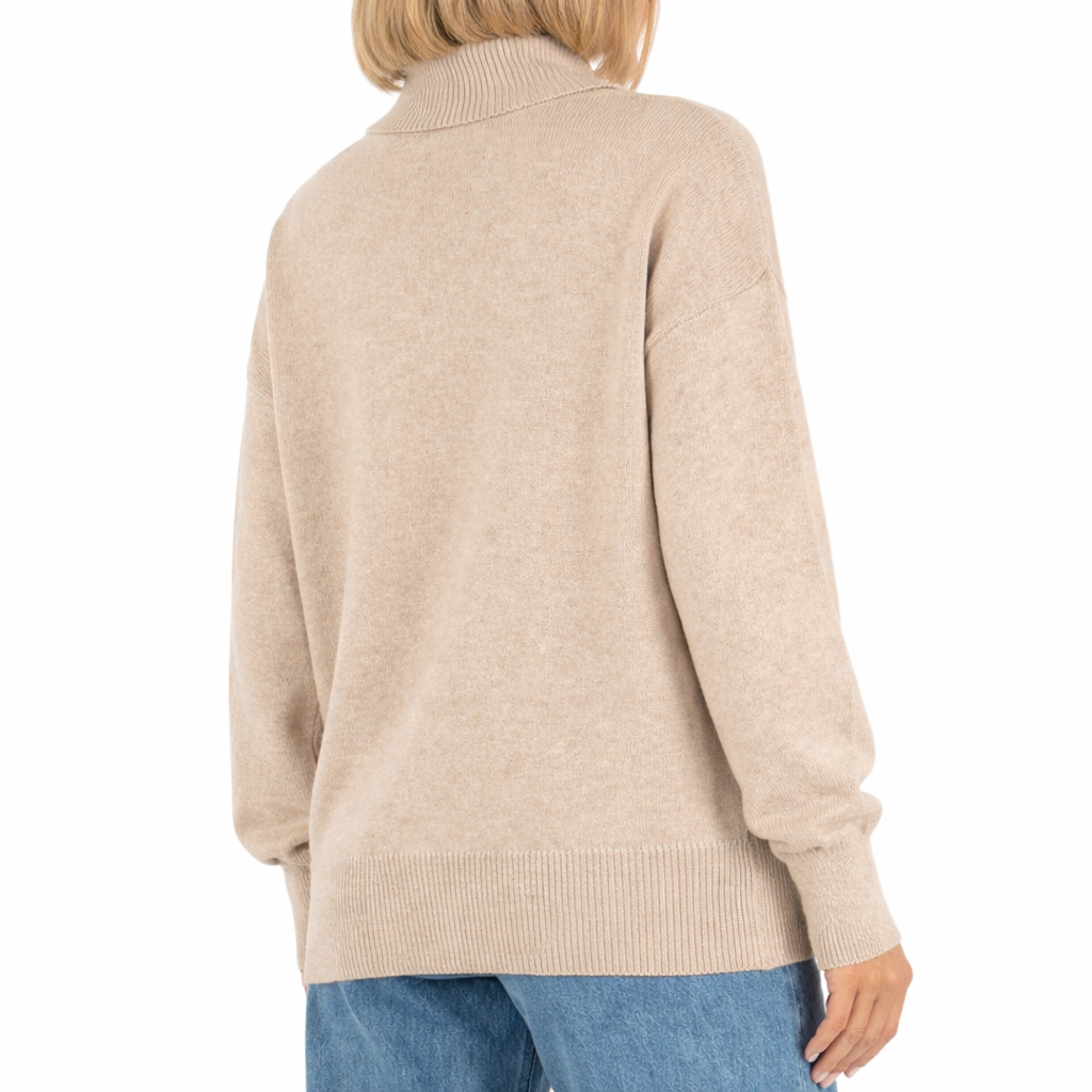 Hinnominate Women Knit Plain Knit Turtleneck Beige