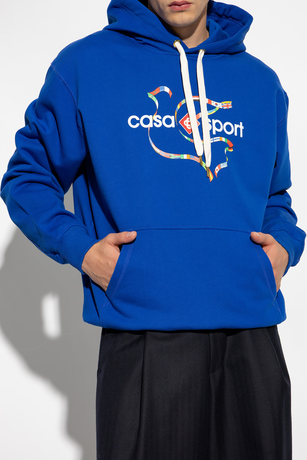 Casablanca Men Drapeau Collombes Printed Sweatshirts Blue