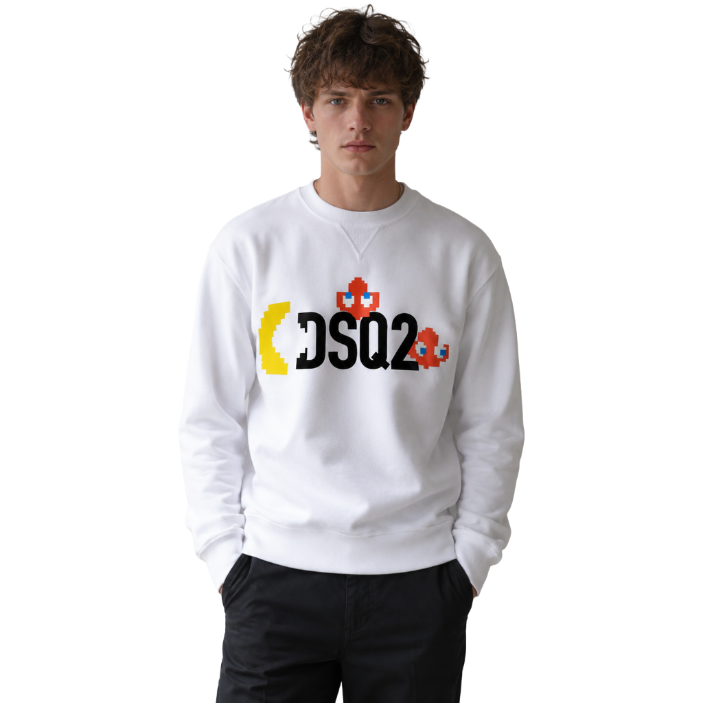 Dsquared2 Men Sweatshirt Crew Neck Pac- White