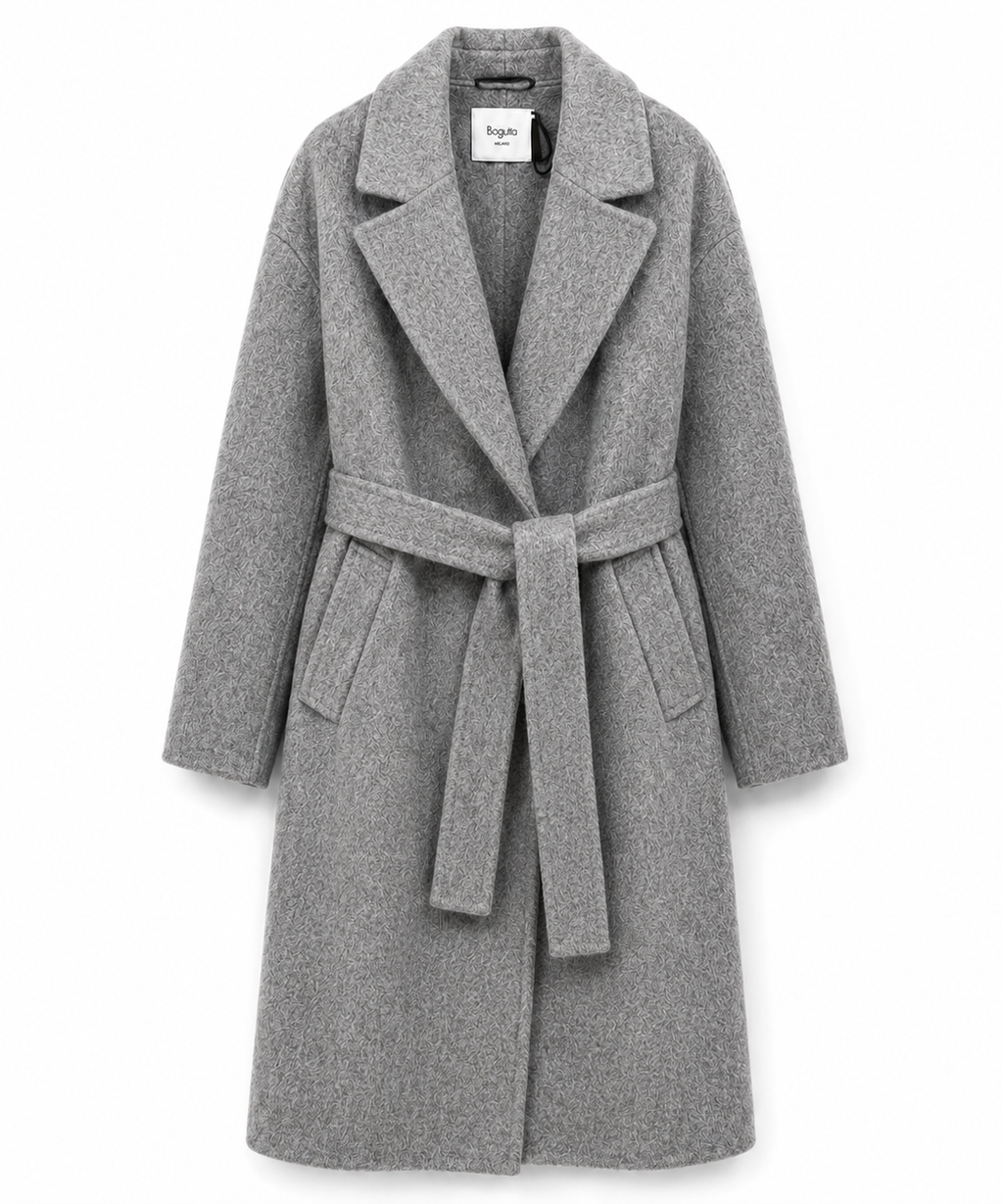 Bagutta Women Coat Long Wool Belt Grey
