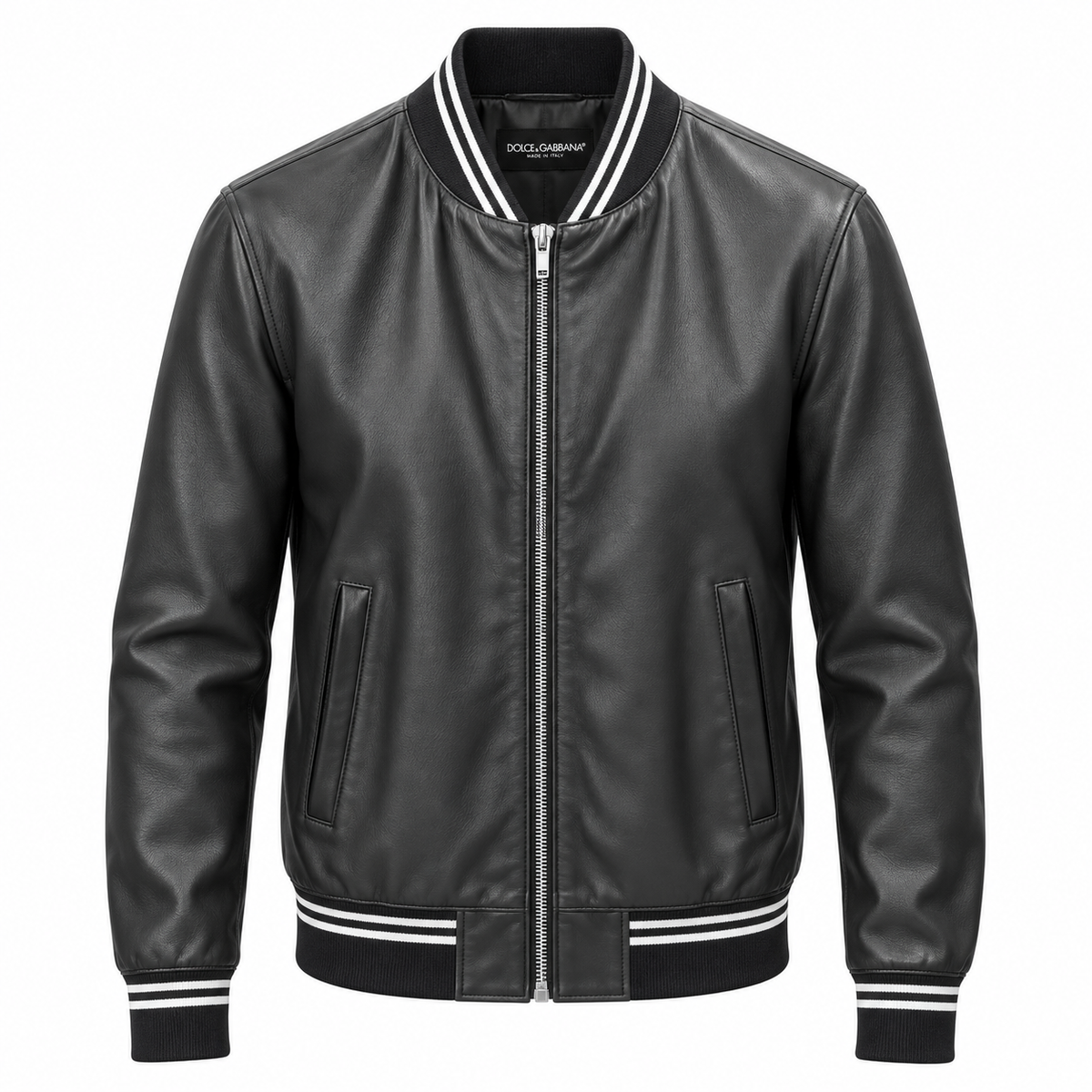 Dolce & Gabbana Men Bomber Leather Sintetica Black