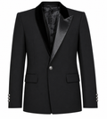 Balmain Men Jacket Asimmetrica Lapel Velvet Black