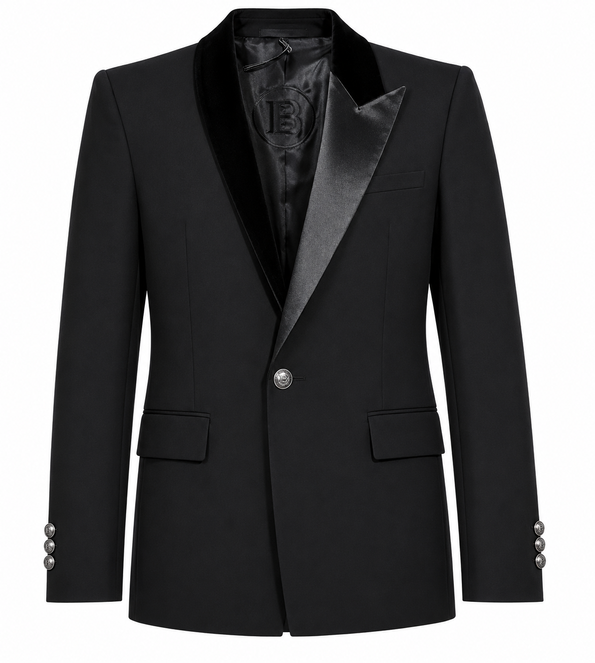 Balmain Men Jacket Asimmetrica Lapel Velvet Black