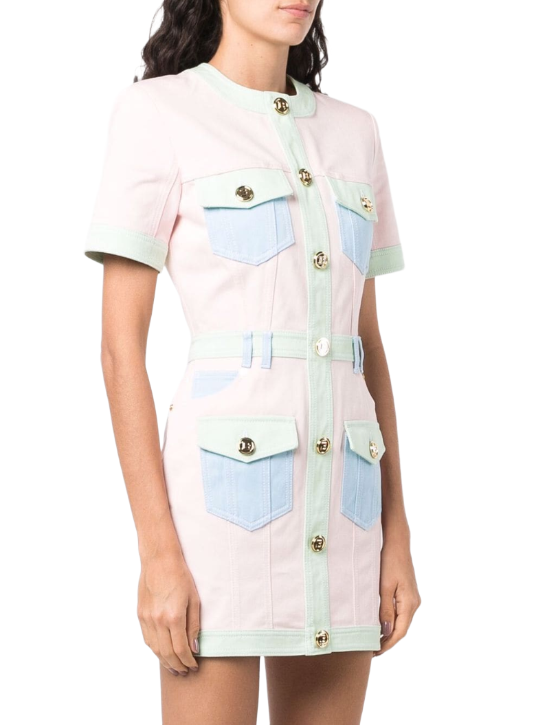 Balmain Women Dress Denim Multicolor
