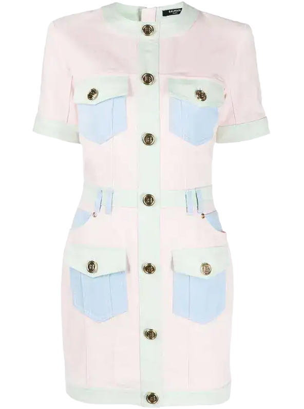 Balmain Women Dress Denim Multicolor
