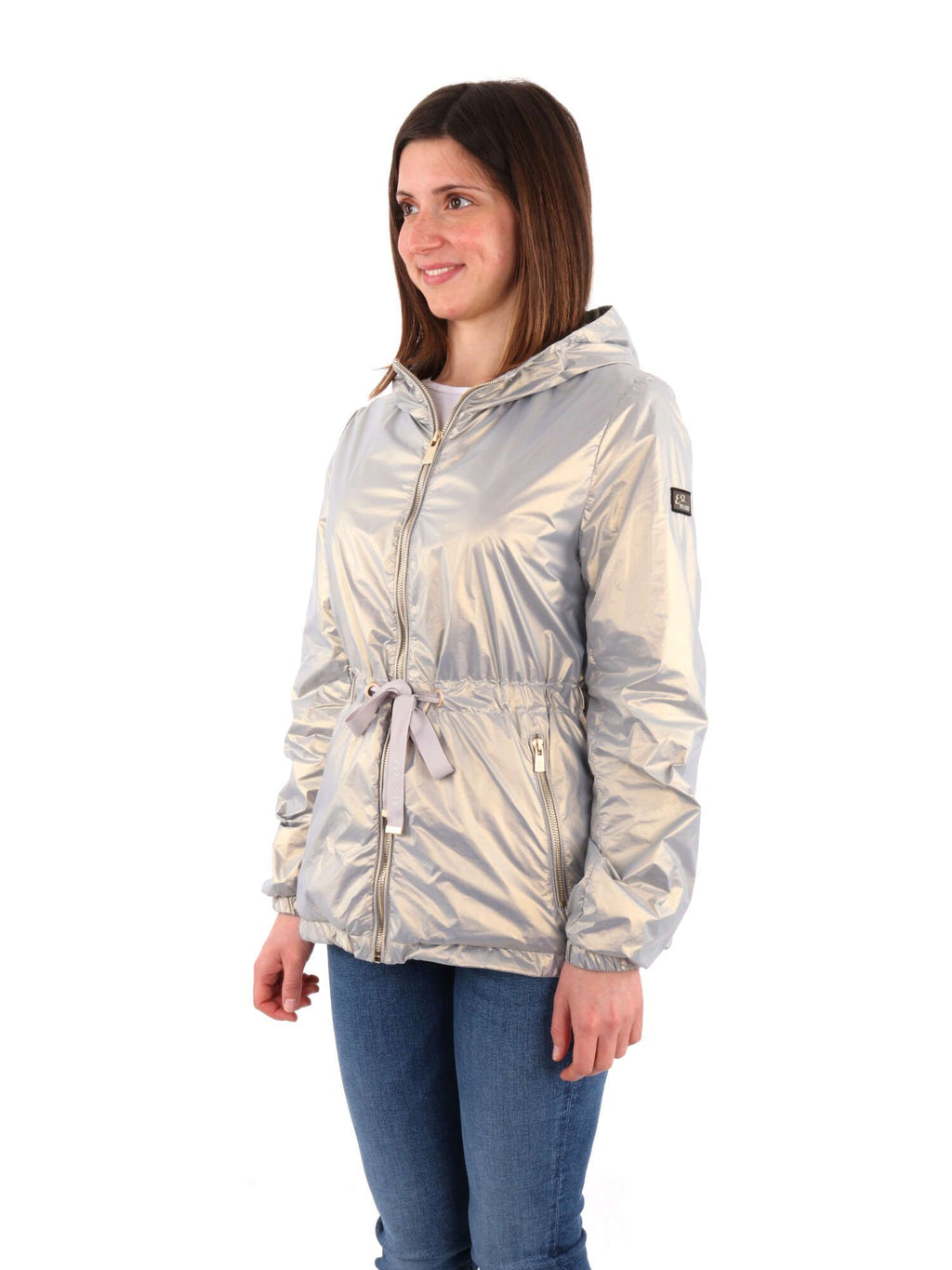 Yes Zee Women k-way Nylon Silver Jackets Grey