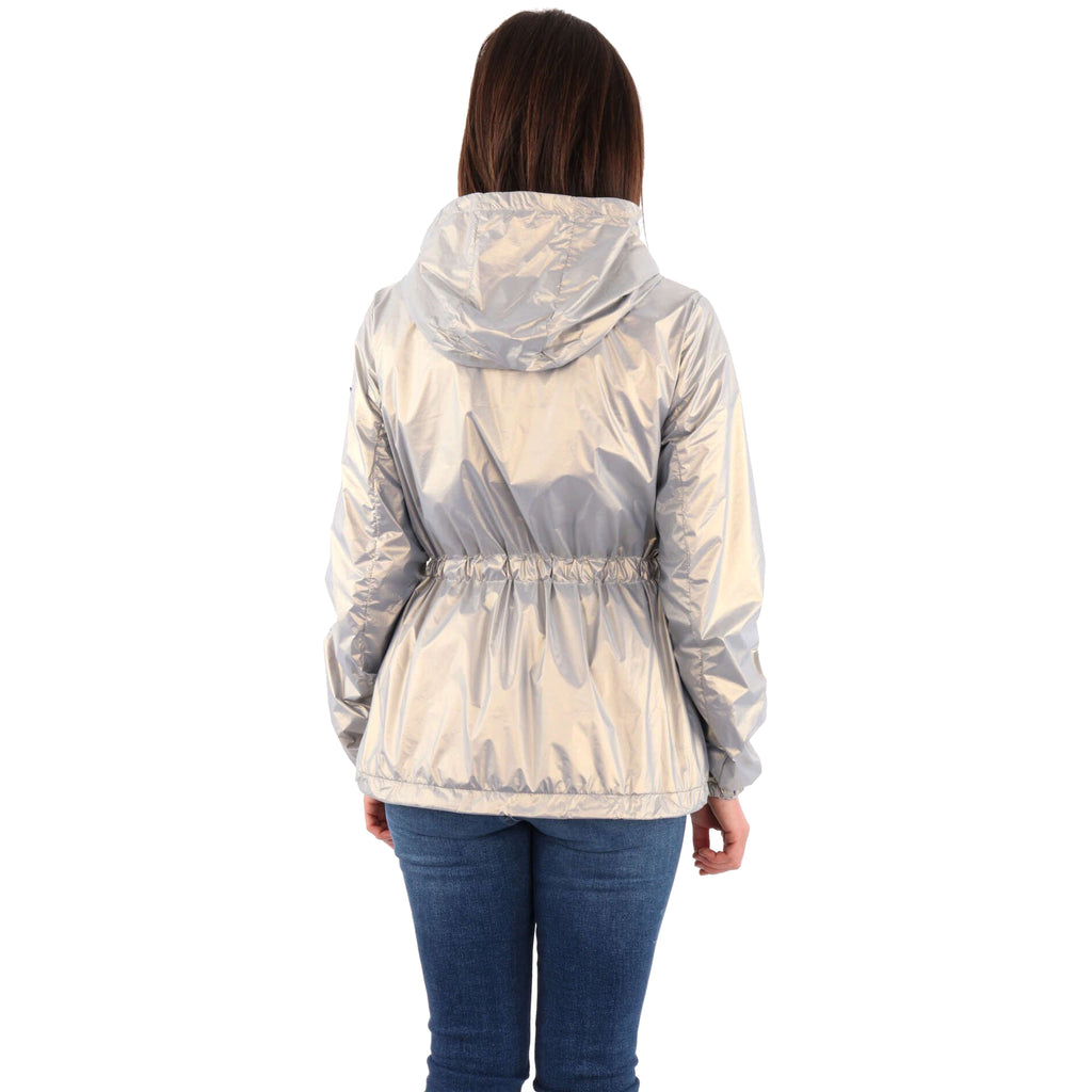 Yes Zee Women k-way Nylon Silver Jackets Grey