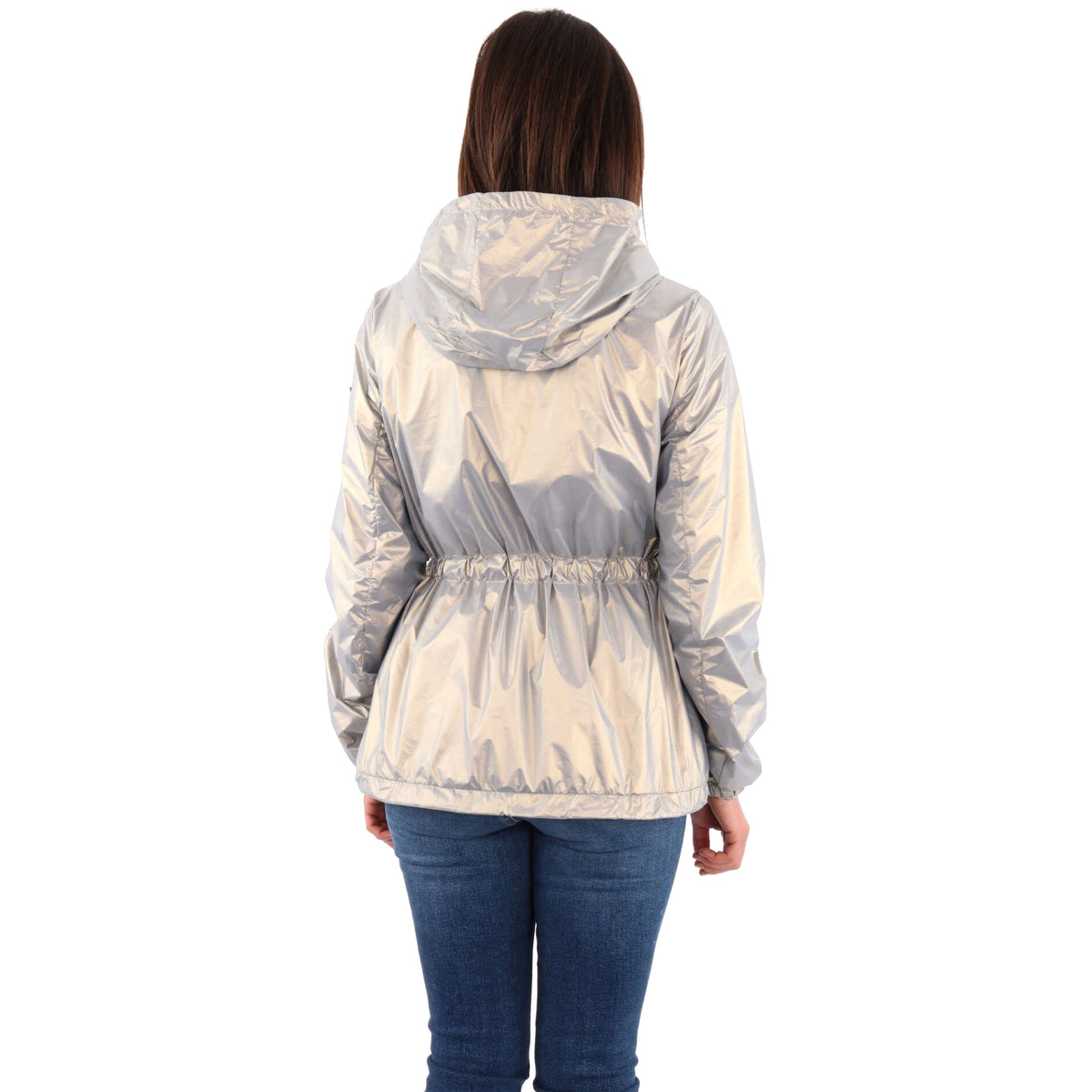 Yes Zee Women k-way Nylon Silver Jackets Grey