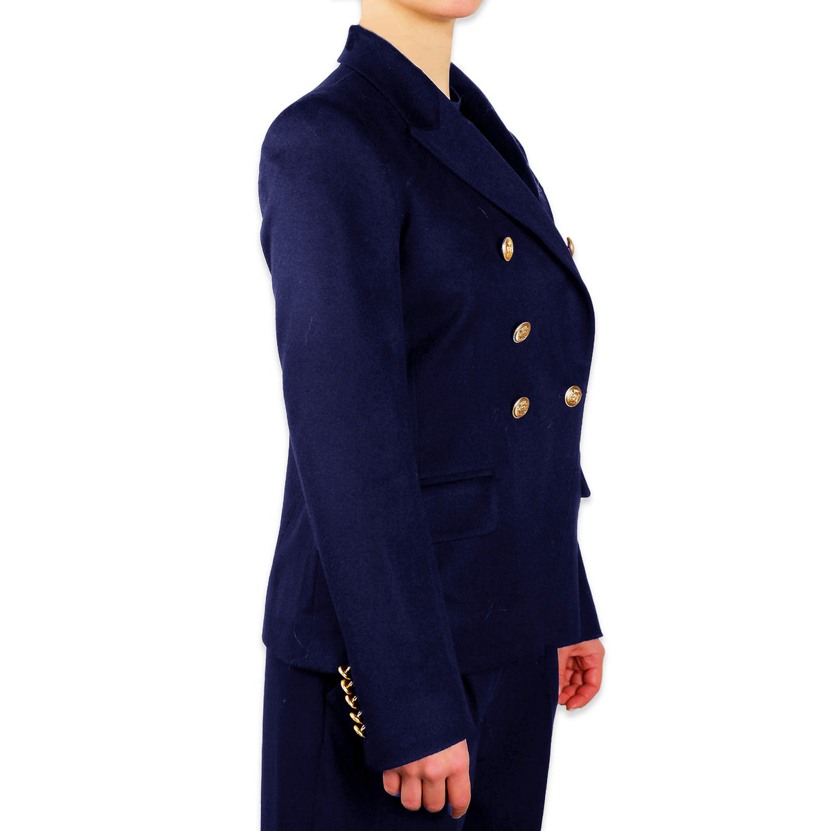 Loro Piana Fabric Women Jacket Double-Breasted Blue