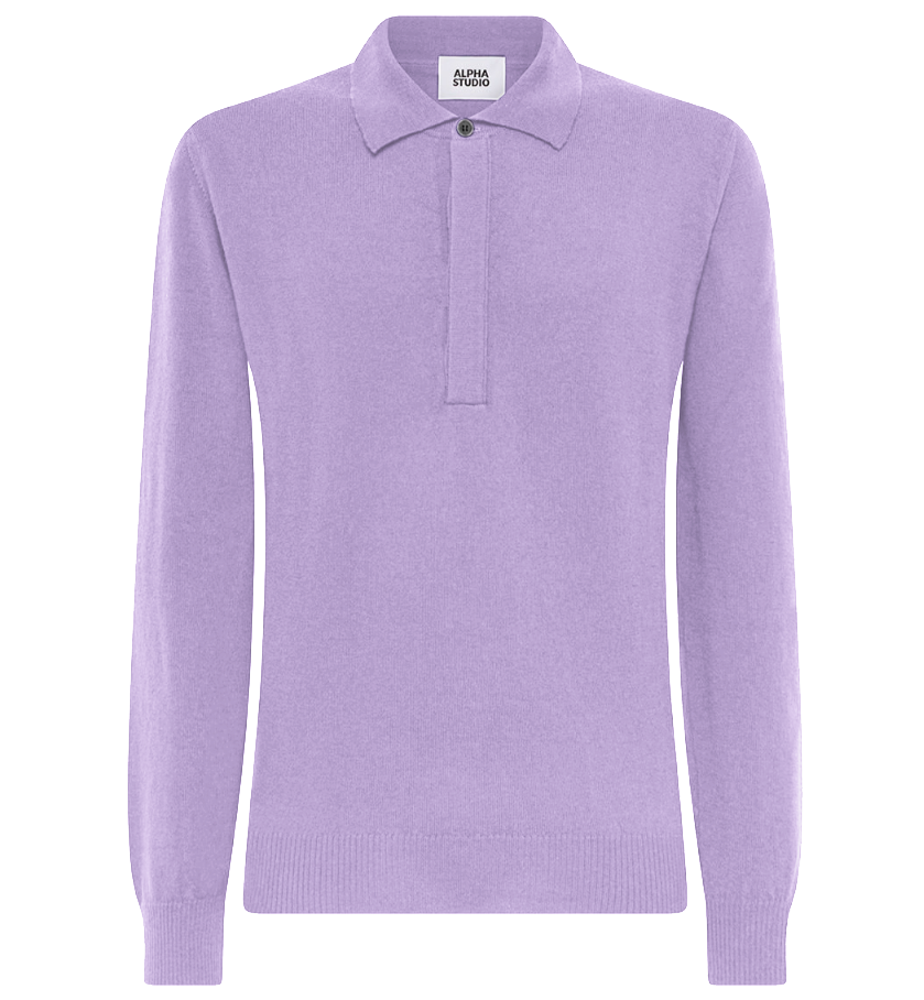 Alpha Studio Men Polo Silk Cashmere Lilac