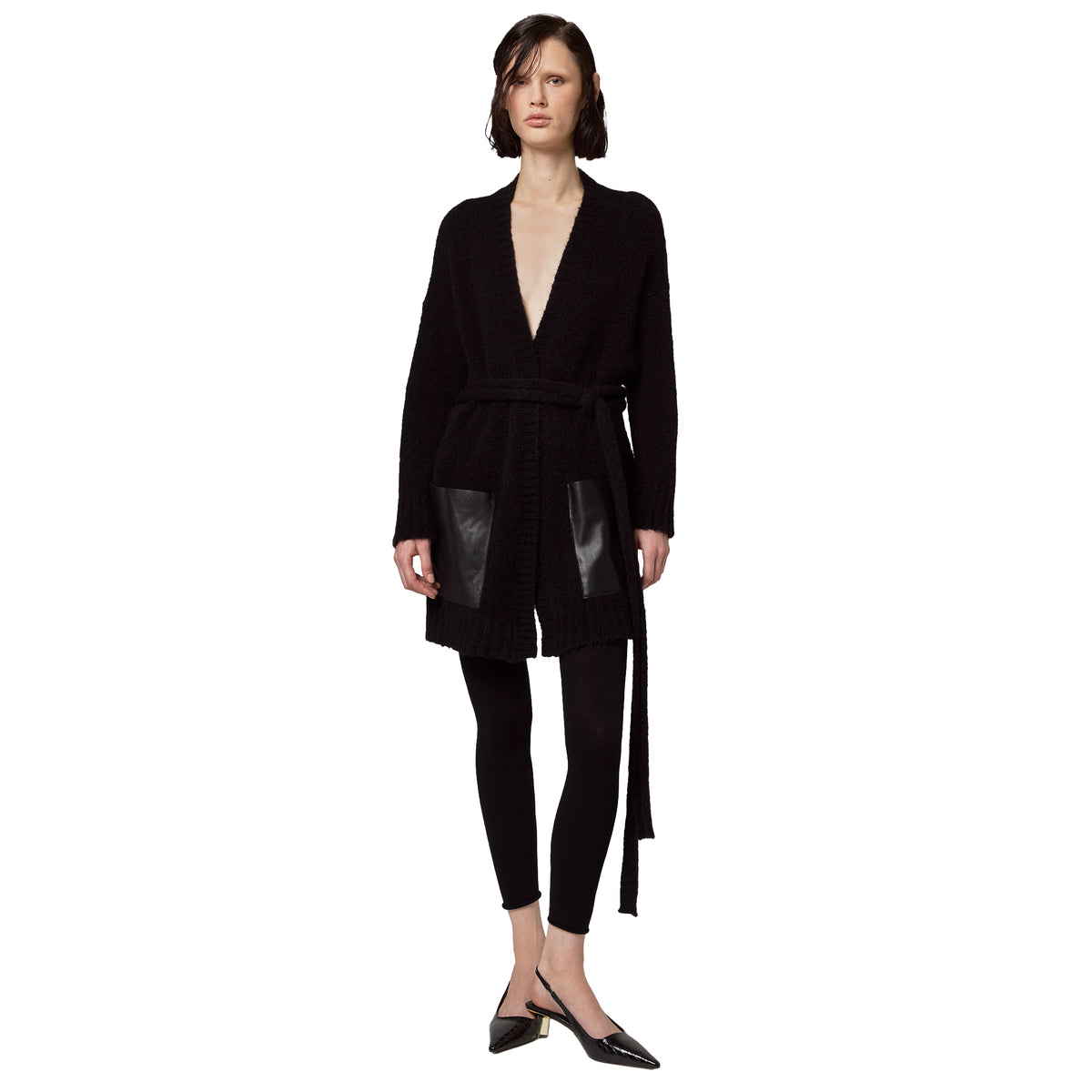 Alpha Studio Women Cardigan Belt Tasche Black