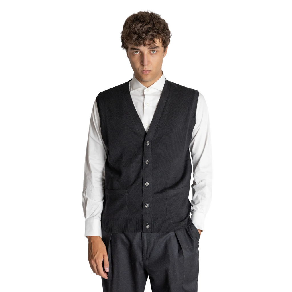 Alpha Studio Men Cardigan Sleeveless Blue
