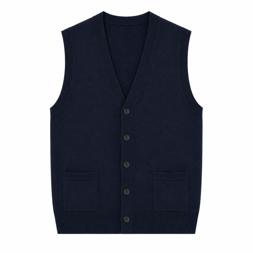 Alpha Studio Men Cardigan Sleeveless Blue