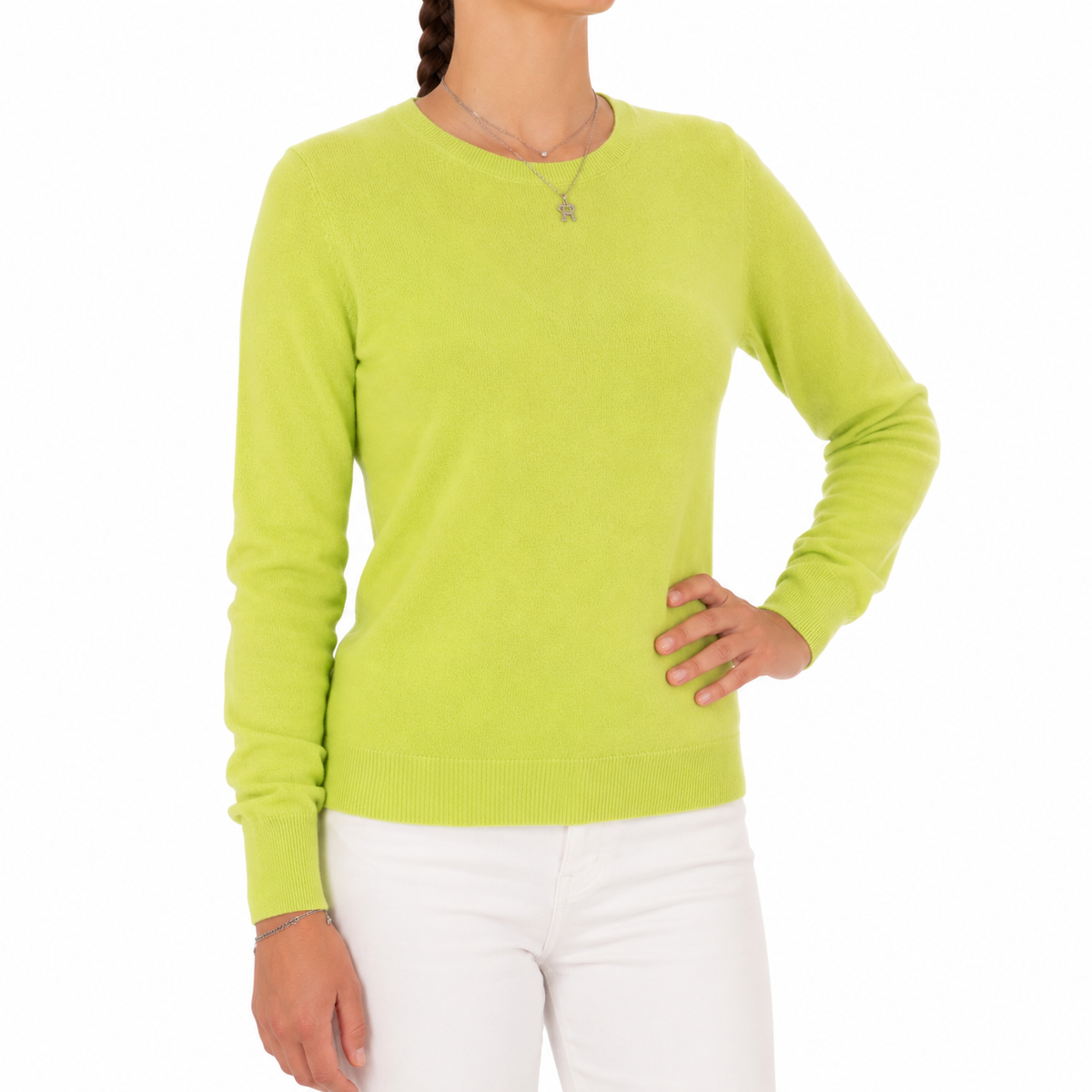 Emilio Romanelli Women Knit Cashmere Crew Neck Yellow