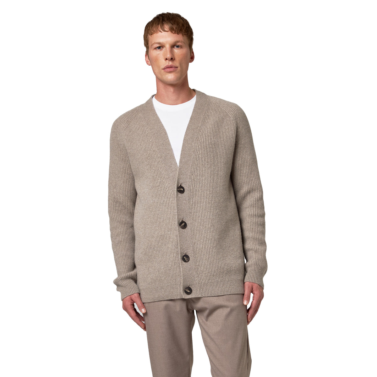 Alpha Studio Men Cardigan English Rib Grey