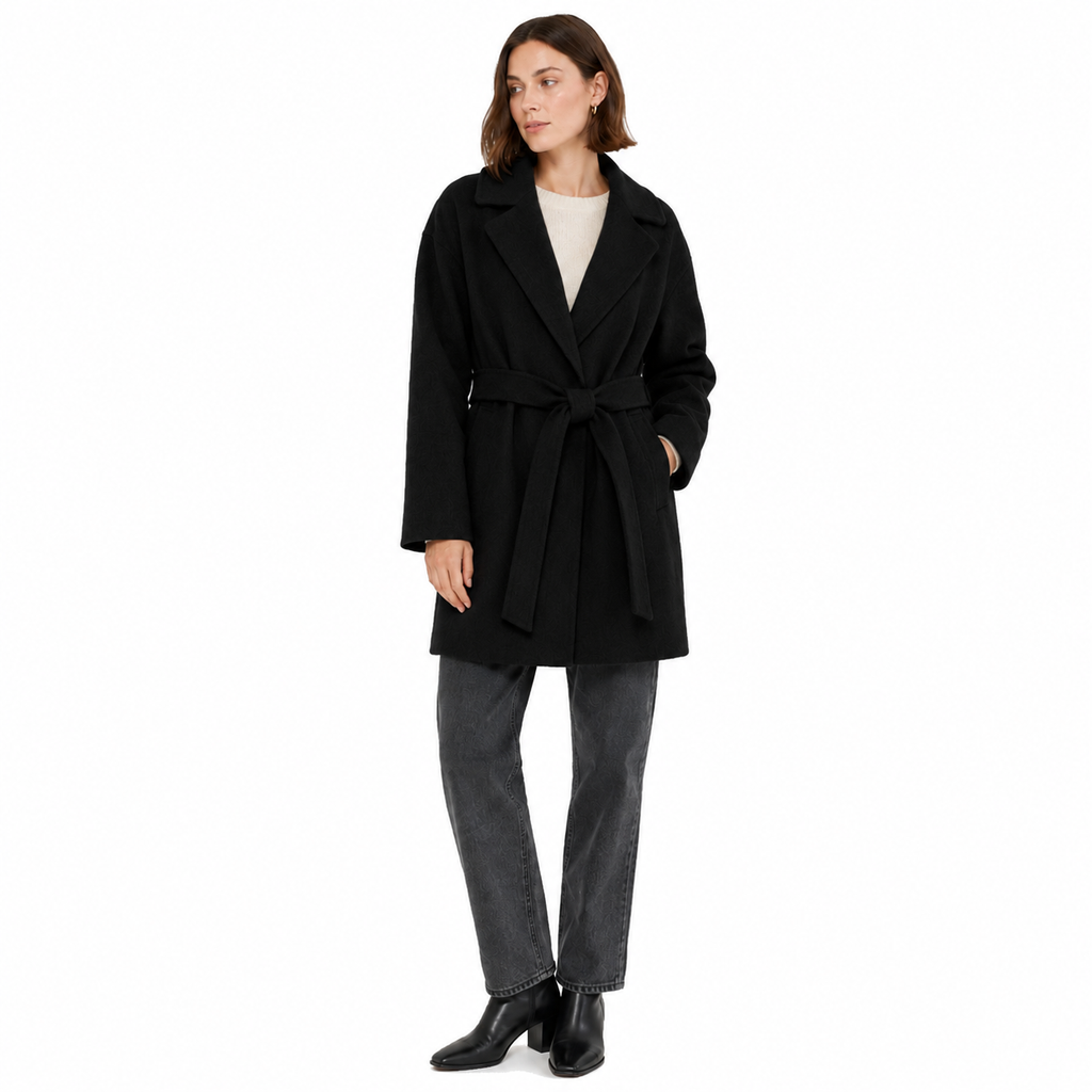 Bagutta Women Coat Wool Belt Black