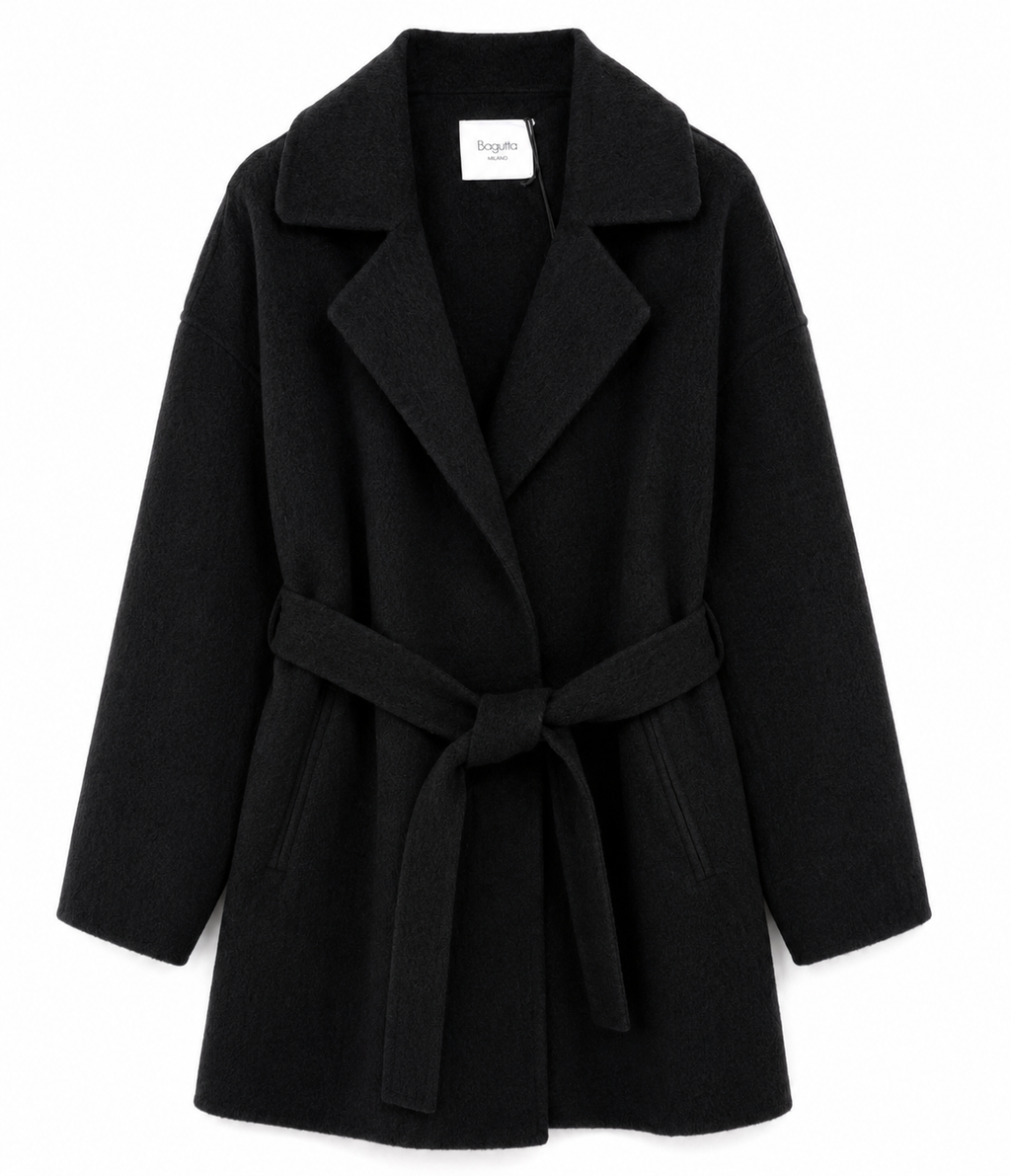 Bagutta Women Coat Wool Belt Black