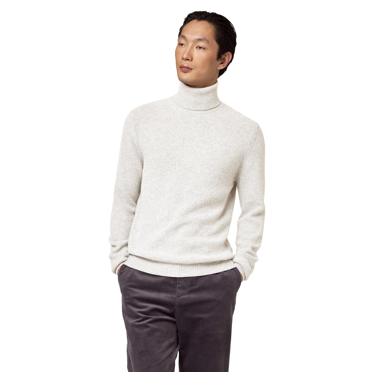 Alpha Studio Men Knit Cashmere Chicco Riso White
