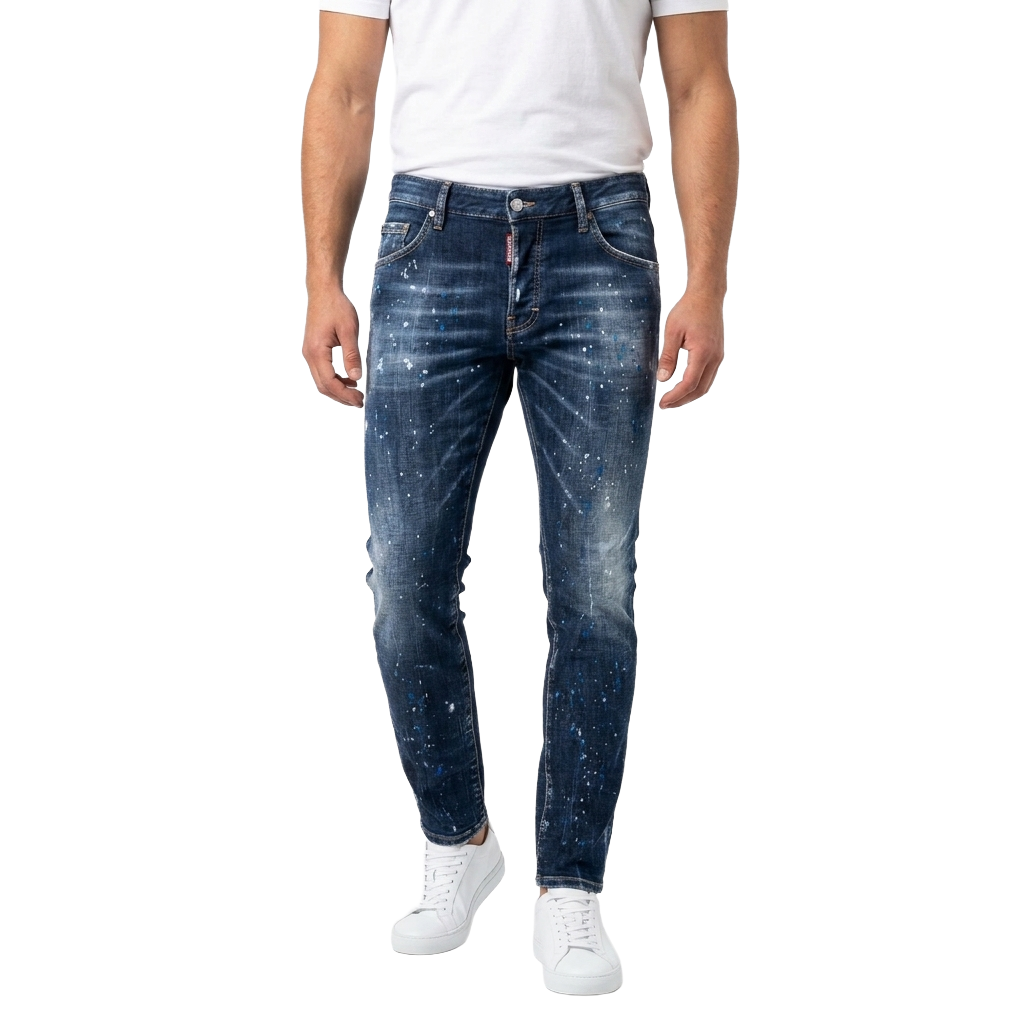 Dsquared2 Men Denim Vernice Jeans Blue