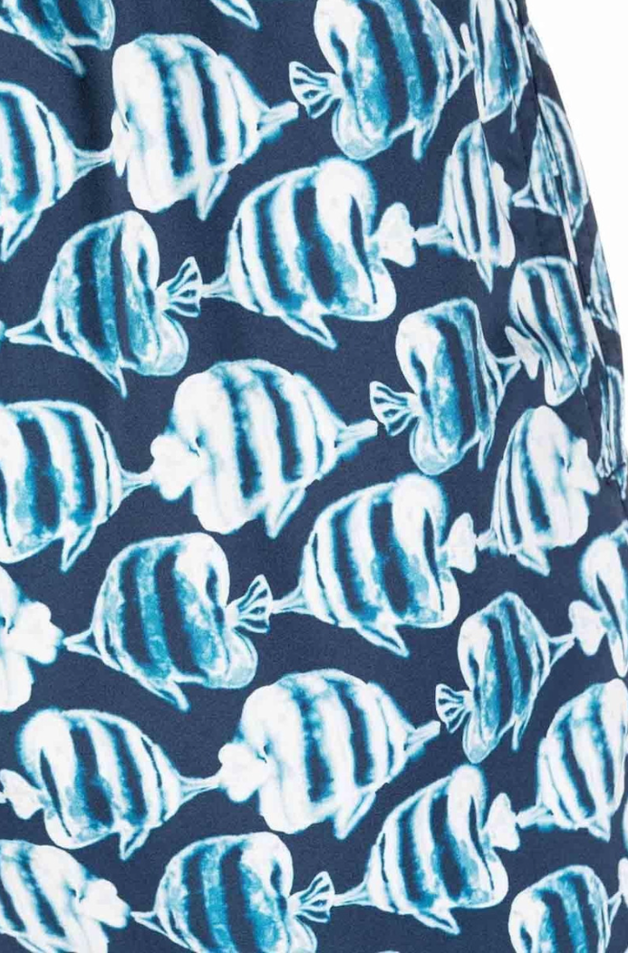 Vilebrequin Men Swim Shorts Sea Fish Blue