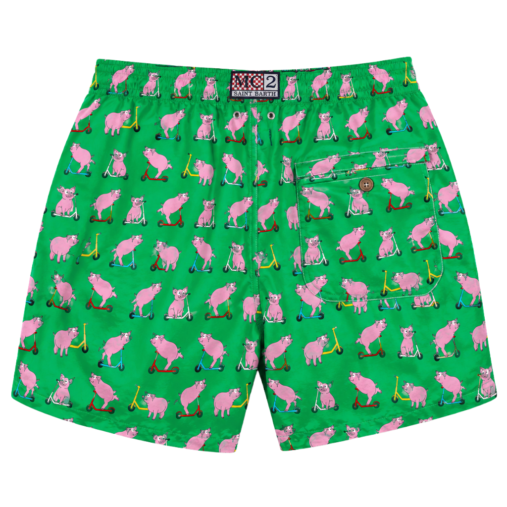 MC2 Saint Barth Men Swimsuit Scooter Pig Green