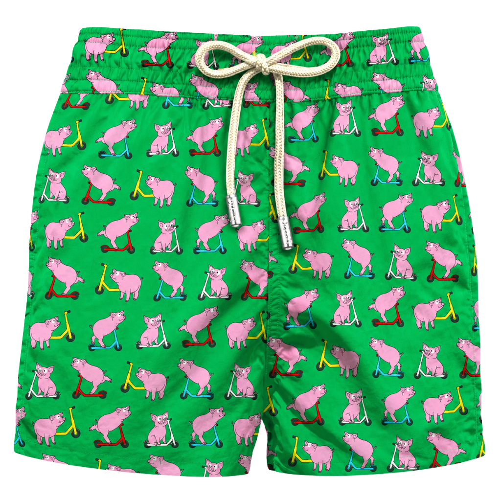 MC2 Saint Barth Men Swimsuit Scooter Pig Green