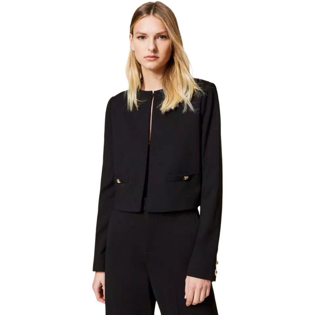 Twinset Women Jacket Coreana Studded Black
