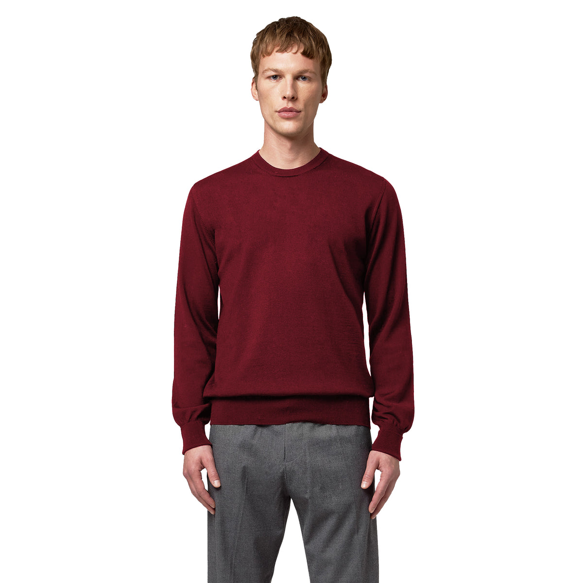 Alpha Studio Men Crew Neck Merinos Sweaters Red