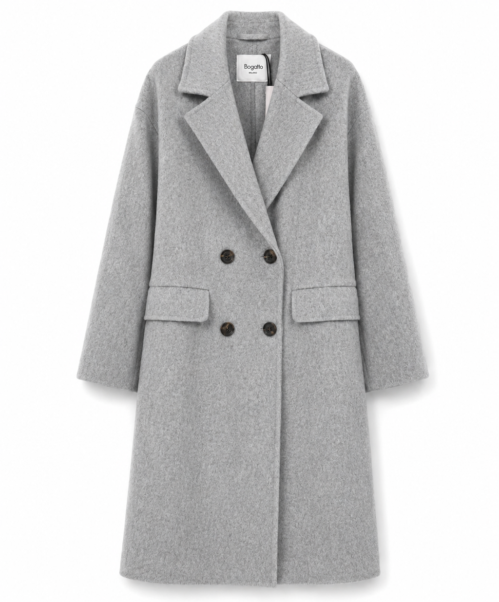 Bagutta Women Coat Long Wool Double-Breasted Grey