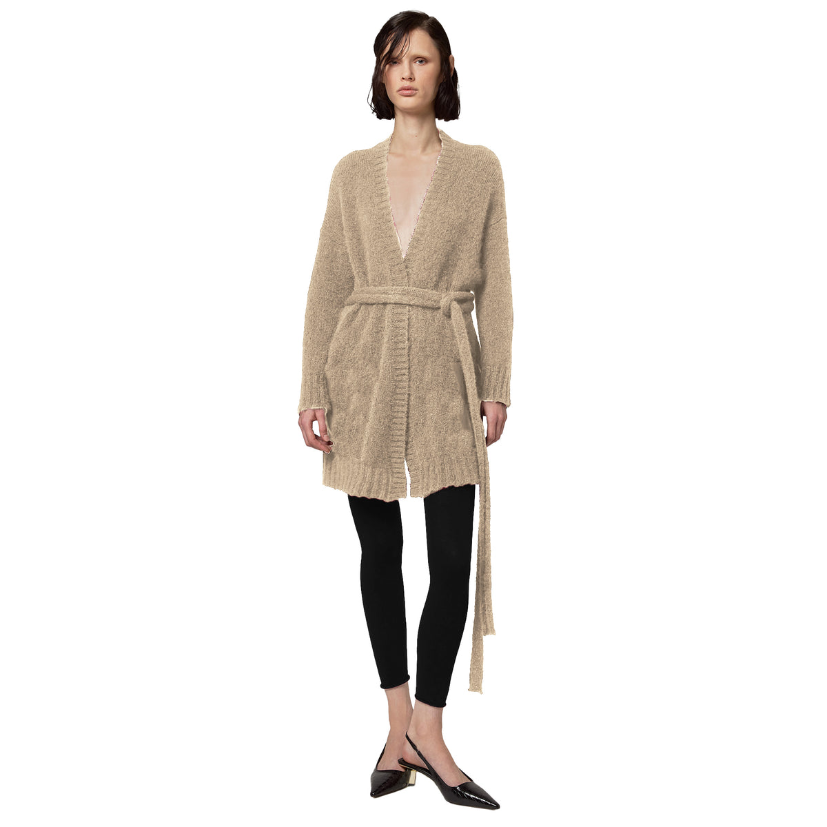 Alpha Studio Women Cardigan Belt Beige