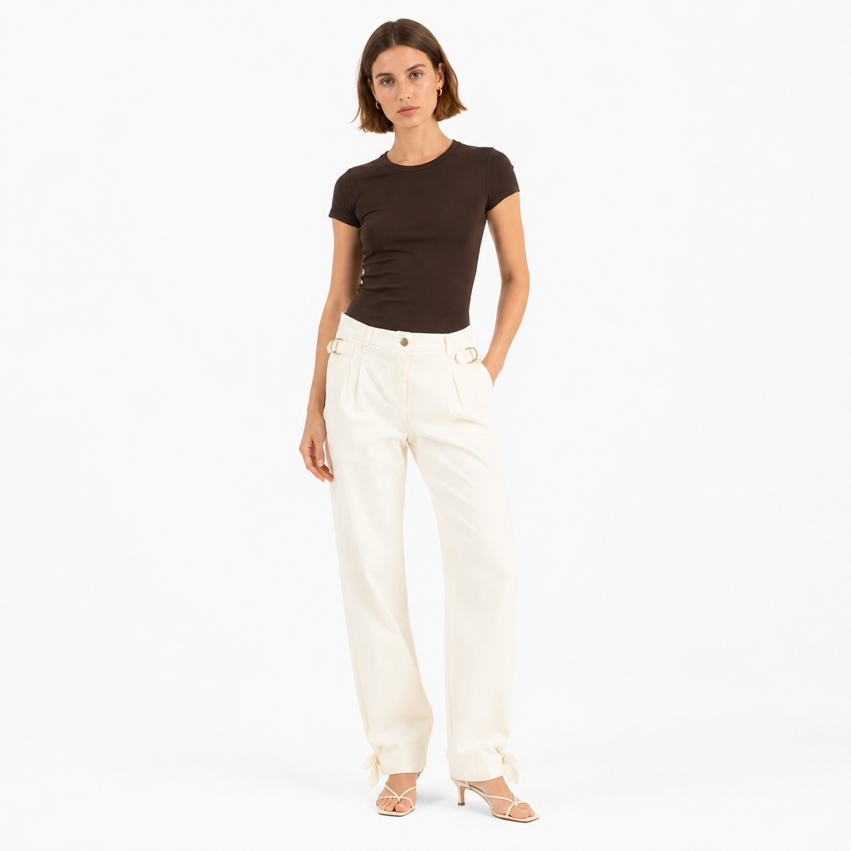 Pinko Women Trousers Bull Mano Cerata Beige