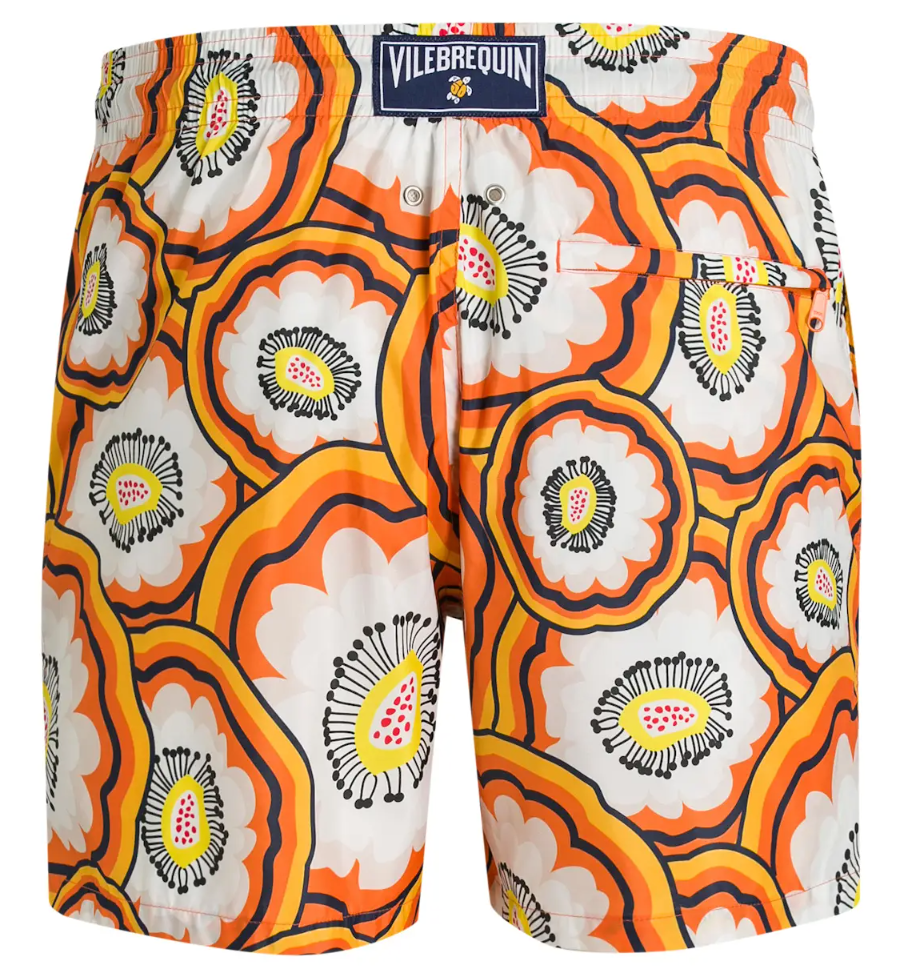 Vilebrequin Men Swim Shorts Flowers Orange