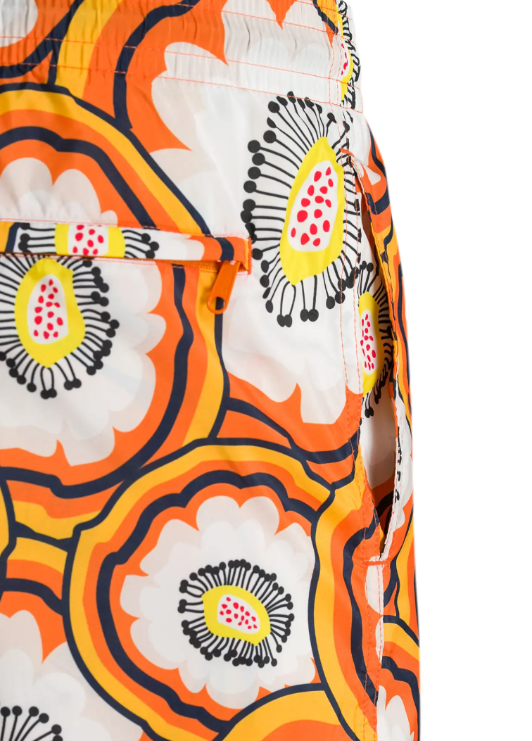 Vilebrequin Men Swim Shorts Flowers Orange