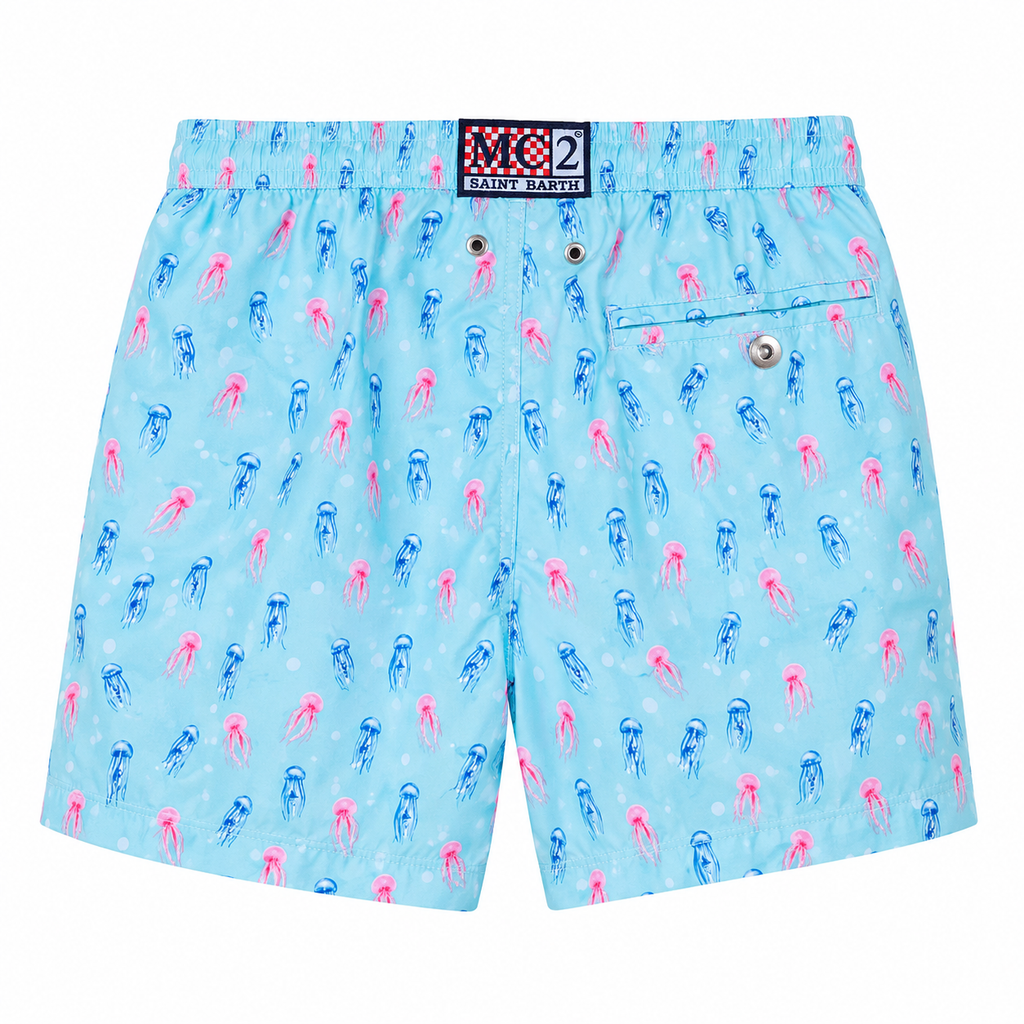 MC2 Saint Barth Men Swimsuit Patterned Meduse Light Blue