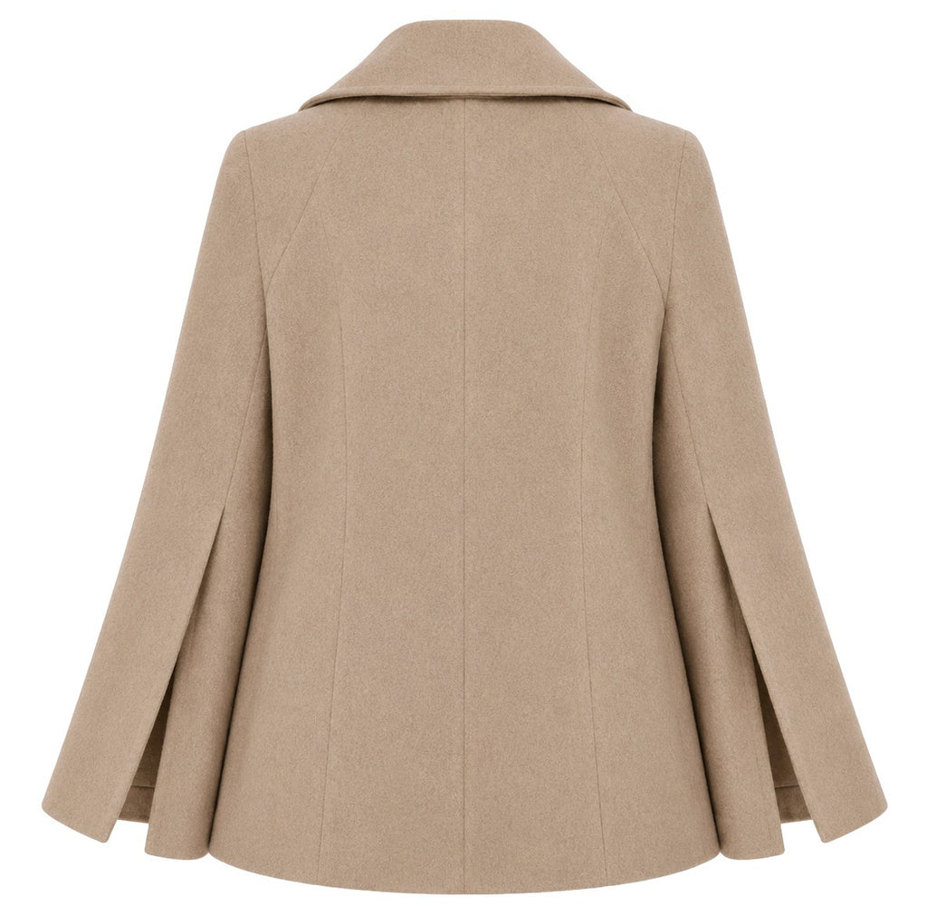 Loro Piana Fabric Women Peacoat Double-Breasted Kimono Coats Beige