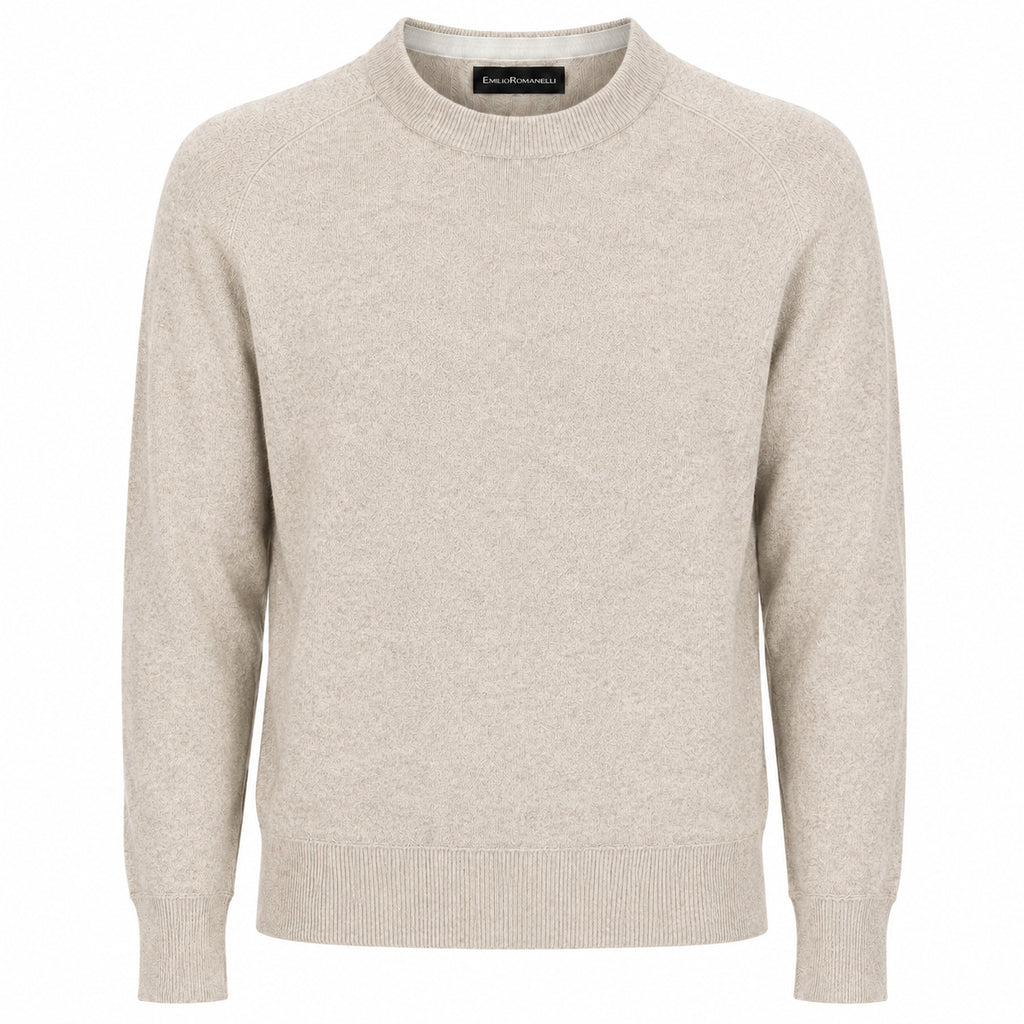 Emilio Romanelli Men Crew Neck Sabbia Sweaters Beige