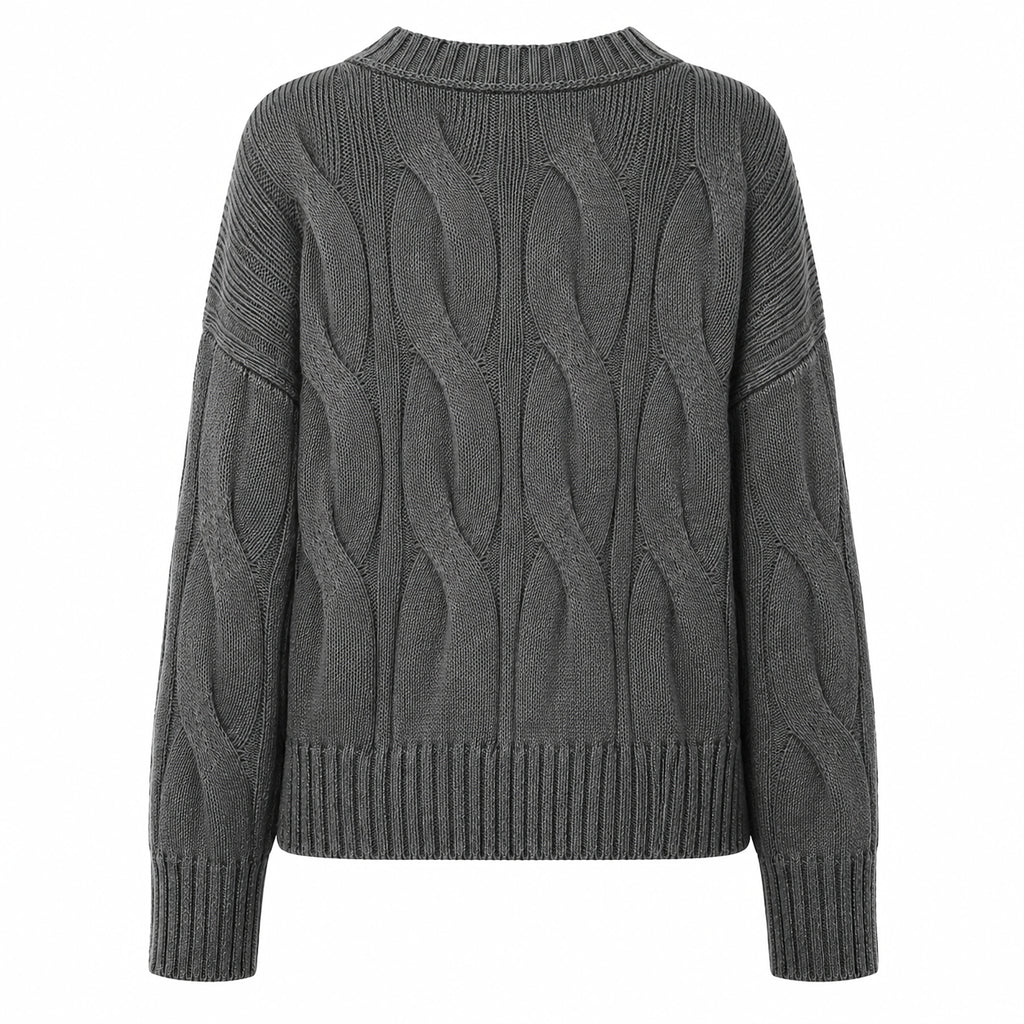 Alpha Studio Women Boxy Weaving Sweaters Grey