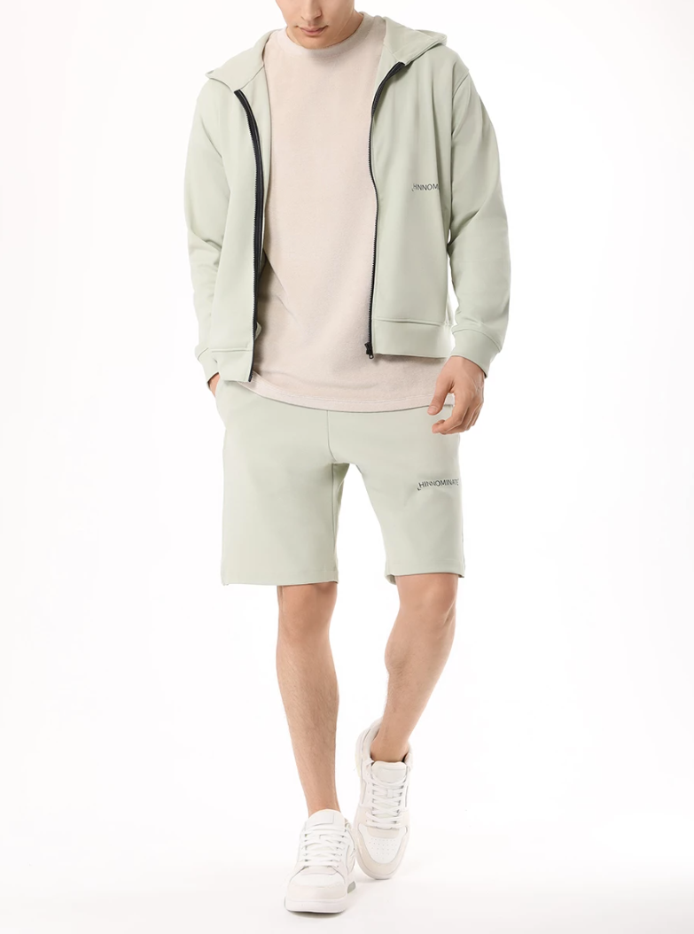 Hinnominate Men Sweatshirt Hooded all-zip Green