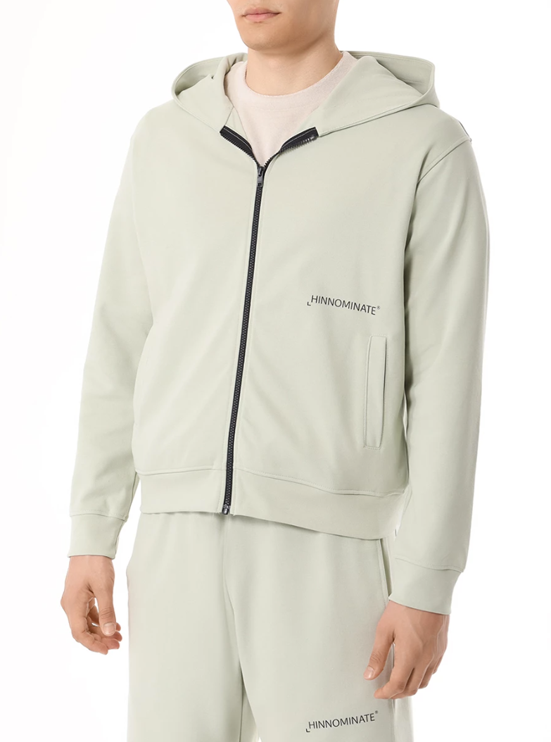 Hinnominate Men Sweatshirt Hooded all-zip Green